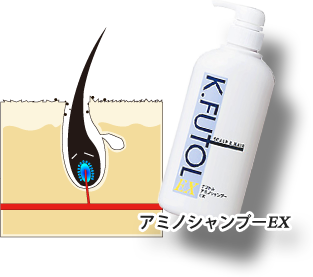 アミノシャンプーEXが乾燥して弱った肌に作用します。